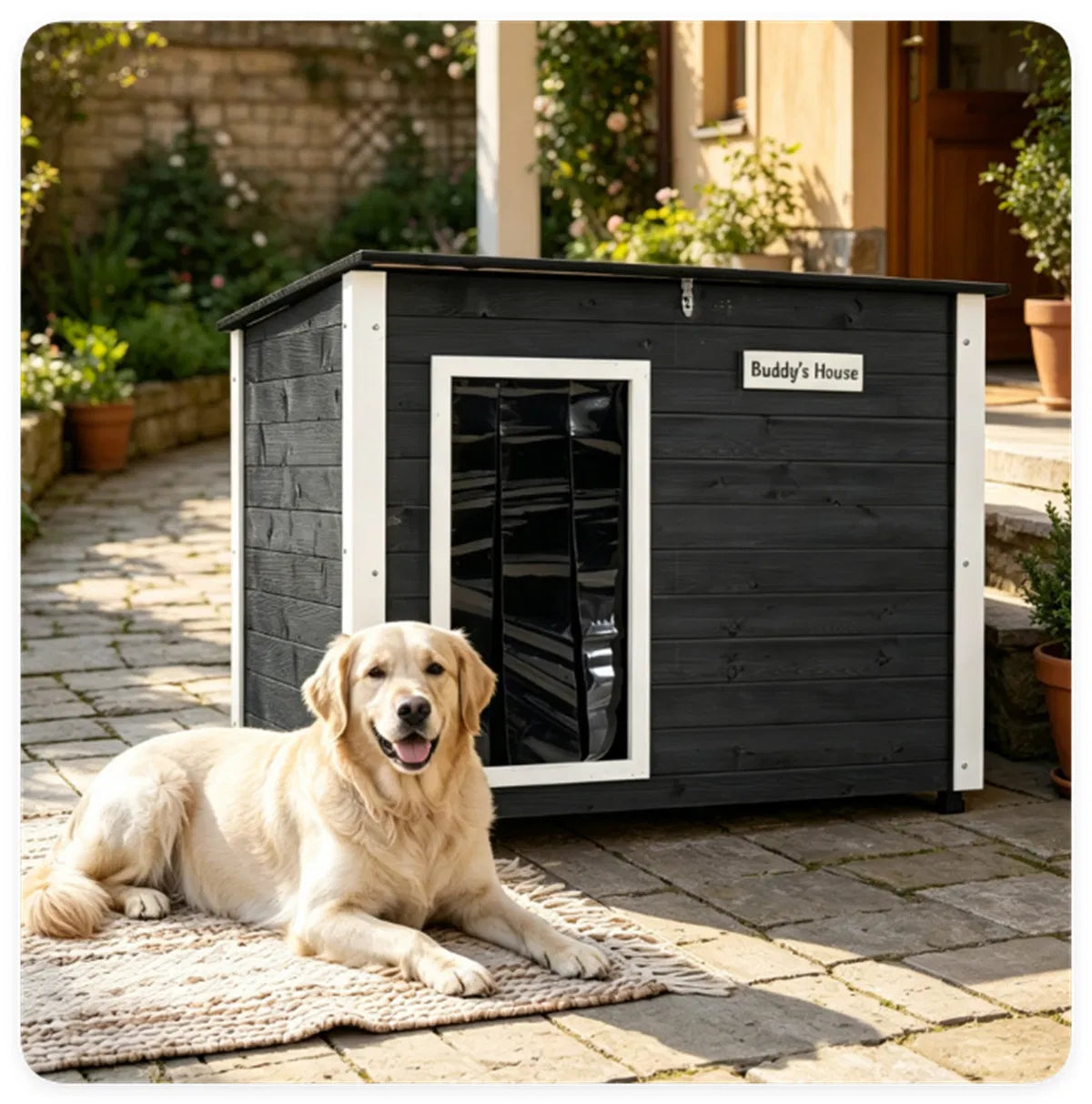 42.5" x 27" x 33.5" Outdoor Dog House with Sloped Asphalt Roof, Elevated Floor & Openable Roof Weatherproof Pet Kennel - view 4