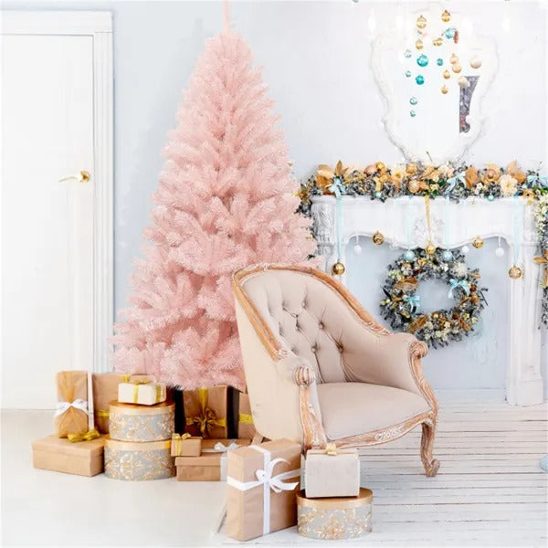 6ft Artificial Christmas Tree Hinged Full Fir Tree With Metal Stand - view 3