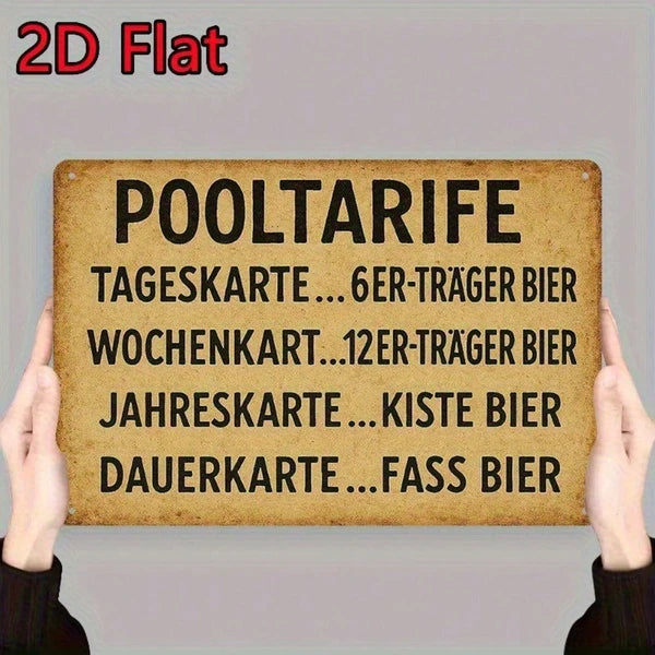 1PC Vintage German Style Pool Rules Tin Sign, Rustic Waterproof Rustproof Metal Poster - view 3