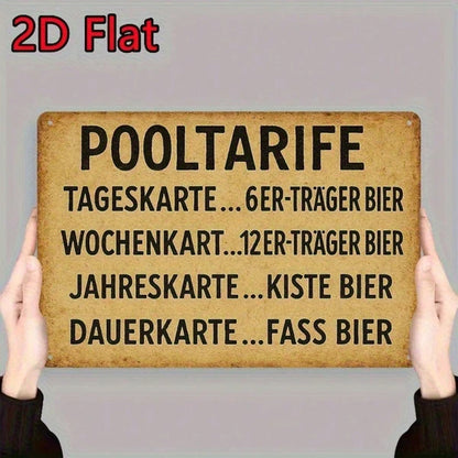 1PC Vintage German Style Pool Rules Tin Sign, Rustic Waterproof Rustproof Metal Poster - view 3