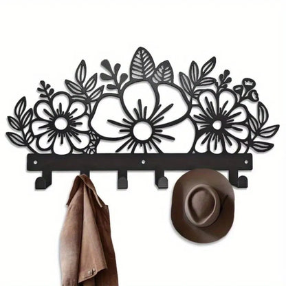 Metal Baked Paint Floral Design Wall Hooks Decorative Flower Key Holder - view 7
