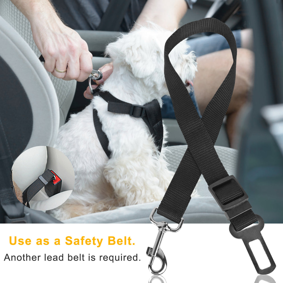 2Pcs Pet Dog Seat Belt Leash Adjustable Pet Dog Cat Safety Leads Harness Car Vehicle Nylon Fabric Seatbelt Strap - view 5