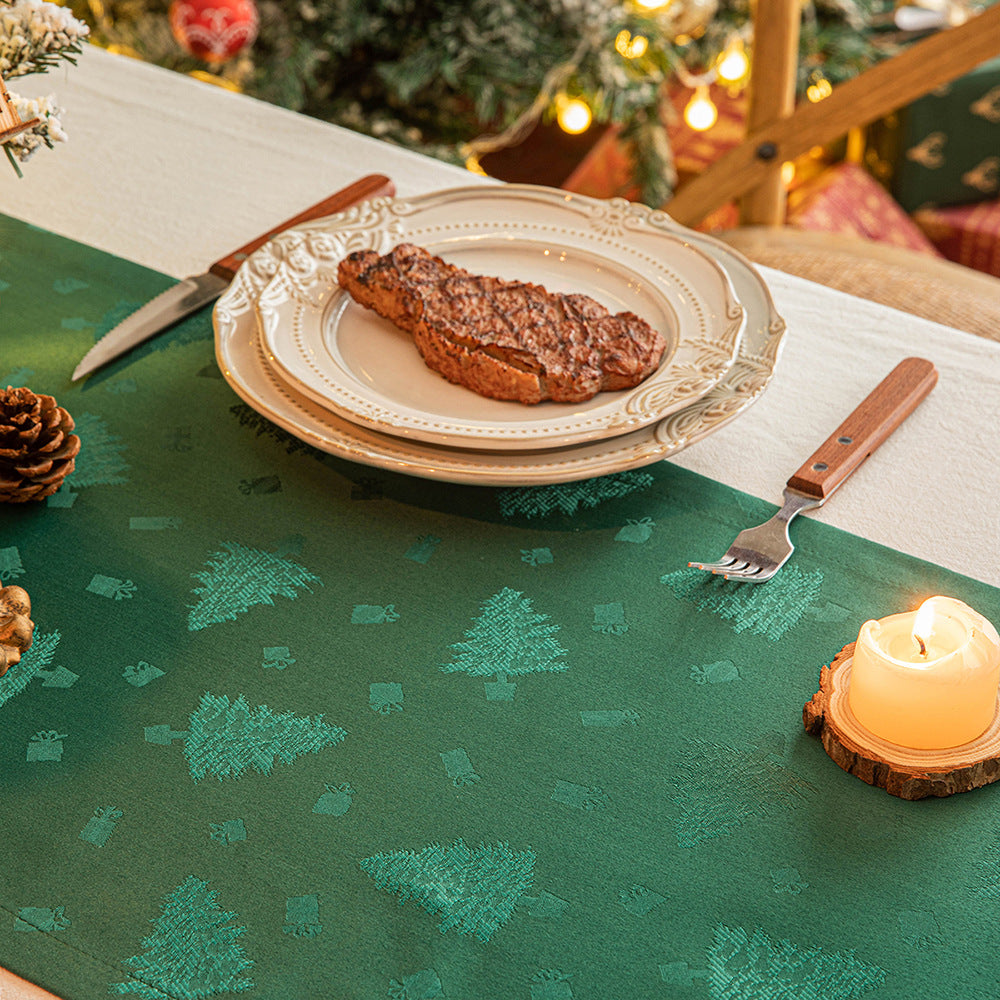 Christmas Table Runner Dark Jacquard Dining Table - view 2