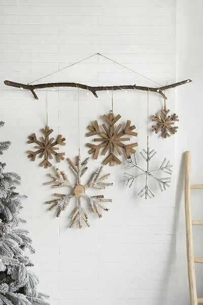 17.7inch X 17.7inch Large Fir Wood Snowflake Ornaments, Hanging Home Decor Accents For Christmas Tree, Wall Art - view 7