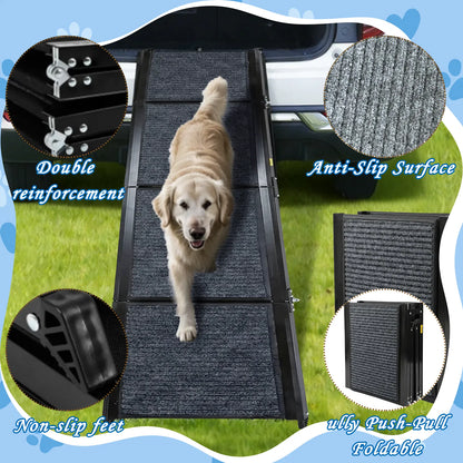 71" Long & 19" Wide Folding Dog Ramp for Car, SUV & Truck – Portable Pet Ramp with Non-Slip Surface, Extra Wide Steps - view 4