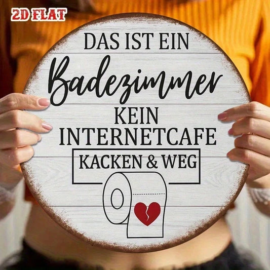 Vintage German Toilet Sign 8x8 Inch Round French Aluminum Plaque, 2D Flat Bathroom Decor For Home Restaurant Cafe Bar - view 2