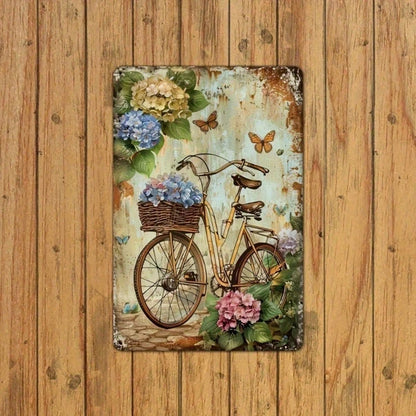 Retro Bicycle | 8x12 Inch Metal Tin Sign Waterproof Rustproof Vintage Wall Decor Classic Bicycle Pattern Hanging Plaque - view 4
