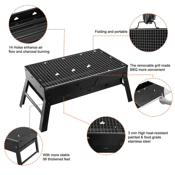 Foldable Smoker Grill Portable Lightweight BBQ Charcoal Grill For Camping Picnics Garden Grilling RV Travel - view 4