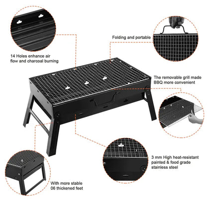 Foldable Smoker Grill Portable Lightweight BBQ Charcoal Grill For Camping Picnics Garden Grilling RV Travel - view 4