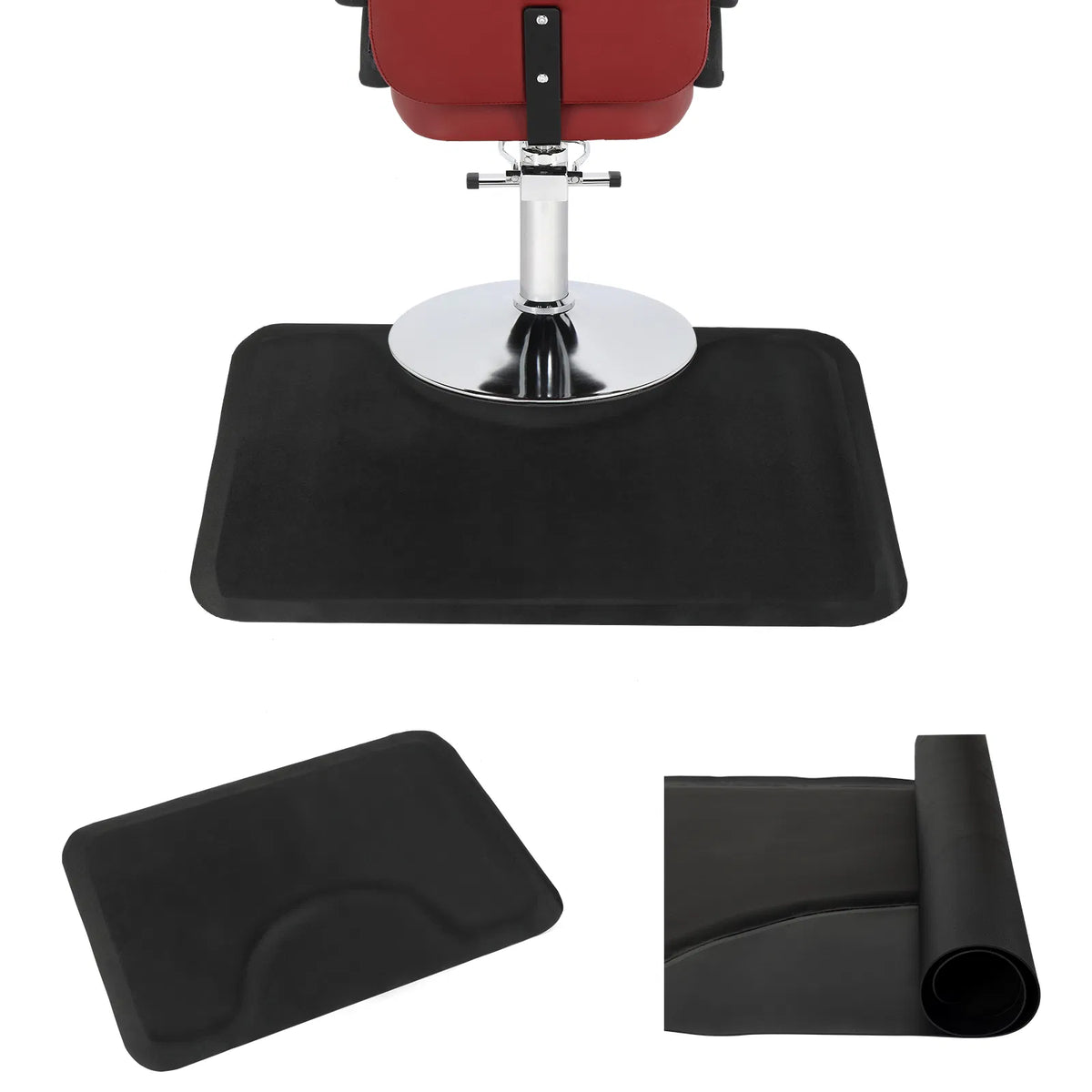 3′x 4.5′x 1/2" Beauty Salon Square Anti-fatigue Salon Mat (Square Outside And Round Inside) Black - view 8