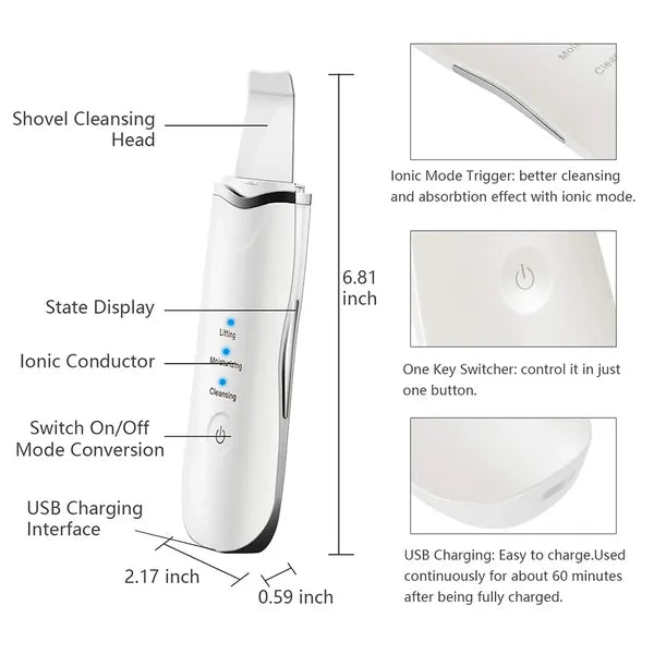 3-in-1 Ultrasonic Facial Spatula For Deep Cleansing, Electric Ultrasonic Skin Scrubber - view 4