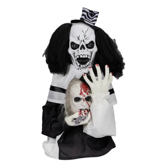 1.8ft Halloween Decoration Scary Clown, Sound-Actived Party Decor With Creepy Sound