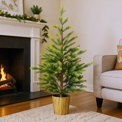 2 Pack 4 FT Dual Tone Artificial Christmas Tree With Pot Stand, Potted Xmas Pine Tree With 119 Branch Tips For Holiday - view 4