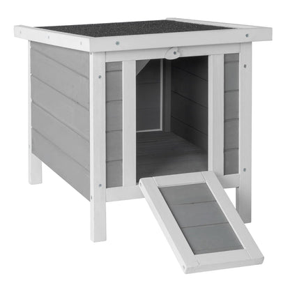 20" Wooden Waterproof Rabbit Hutch Pet Bunny Small Animal House Habitat Gray - view 4