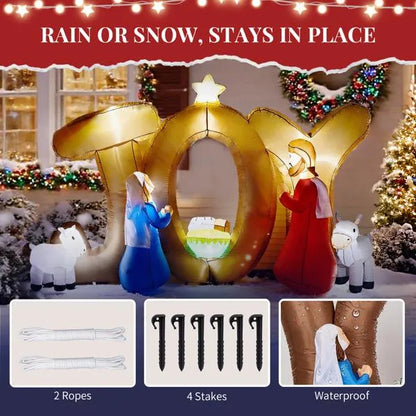 7.5FT Lighted Christmas Inflatable Decoration, Inflatable Nativity Scene With JOY Sign - view 2