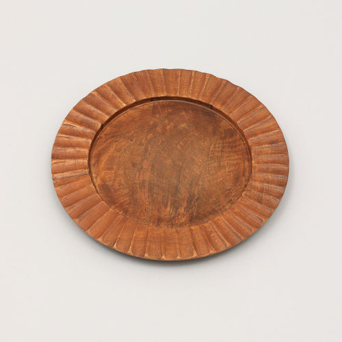 Handcrafted Wood Brown Charger Plate Wooden Dinning Placemat Artisan Wood Tableware - view 5