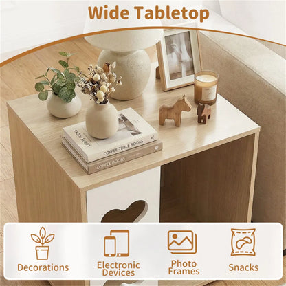 Cat Dog House Dog Bed Side Table Wooden Dog Condo with Bone-shape Window and Thick Metal Legs - view 4