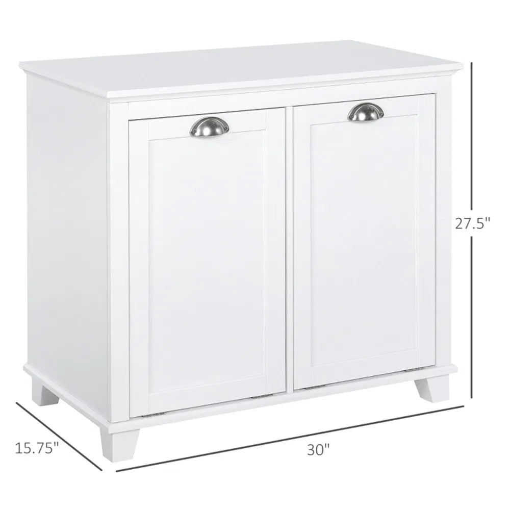 Tilt-Out Laundry Sorter Cabinet, Bathroom Storage Organizer white-AS - view 10
