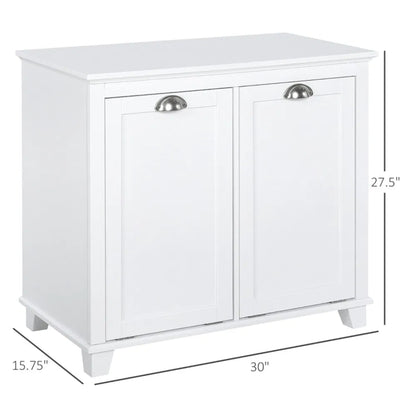 Tilt-Out Laundry Sorter Cabinet, Bathroom Storage Organizer white-AS - view 10