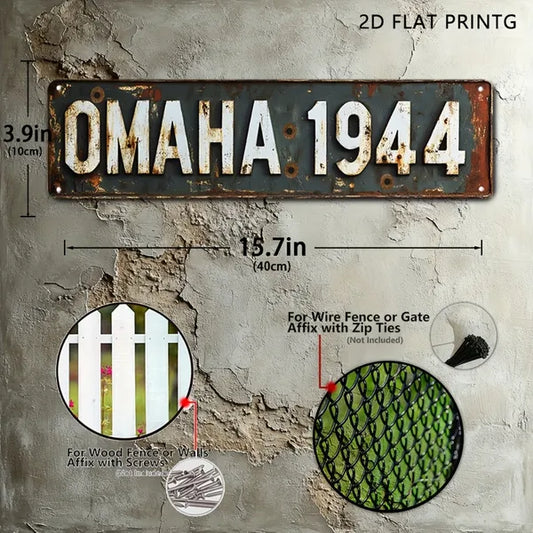 Vintage Military Aluminum Sign Omaha Beach WW2 Landmark Rustic Wall Decor For Garage Bar Man Cave - view 2