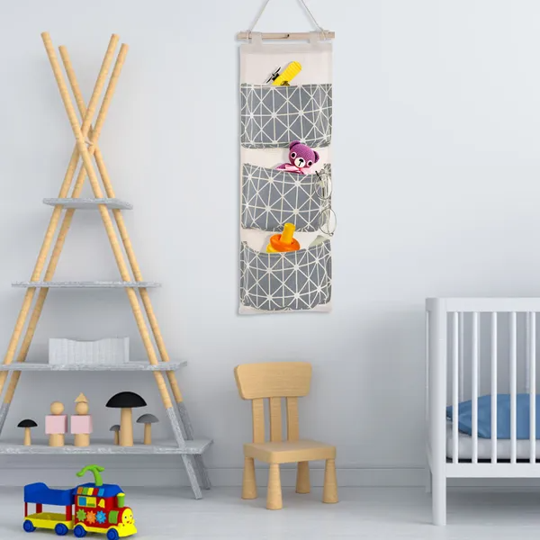 Wall Mounted Storage Bag Door Closet Hanging Storage Bag Organizer Waterproof 3 Pockets Pouch - view 5