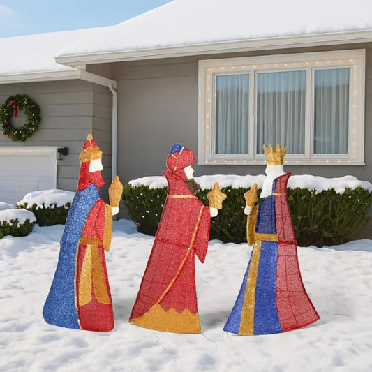 Set Of 3 Lighted Three Kings With Gifts Christmas Decorations, Pre-lit 2D Holiday Decor With 80 Warm White LED Lights - view 2
