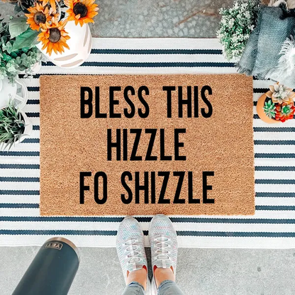 Bless This Hizzle Fo Shizzle Heavy-Duty Coconut Coir Doormat - Non-Slip Premium Outdoor Mat For Entryway With Humorous - view 4