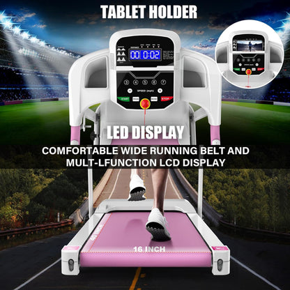 Compact Folding Treadmill For Home - 2.5HP Quiet Brushless Motor, 3-Level Incline, 7.5 MPH, Shock Absorption - view 6