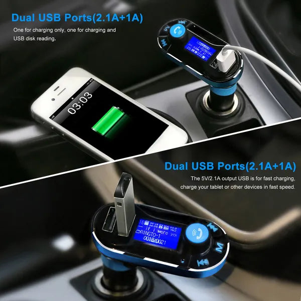Car Wireless FM Transmitter Dual USB Charger Hands-free Call MP3 Player Aux-in LED Display Remote Controller - view 4