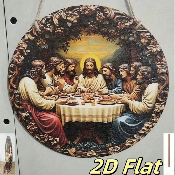 2D Flat Last Supper Wall Decor, Wall Decor, Exquisitely Carved Jesus & 12 Apostles Religious Art - view 2