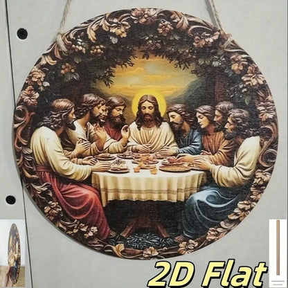 2D Flat Last Supper Wall Decor, Wall Decor, Exquisitely Carved Jesus & 12 Apostles Religious Art - view 2