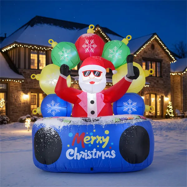 6ft Xmas Inflatable DJ Santa - RGB LED Orbs Music Mute Mode Stakes/Ropes Quick Setup Outdoor Party Decor - view 3