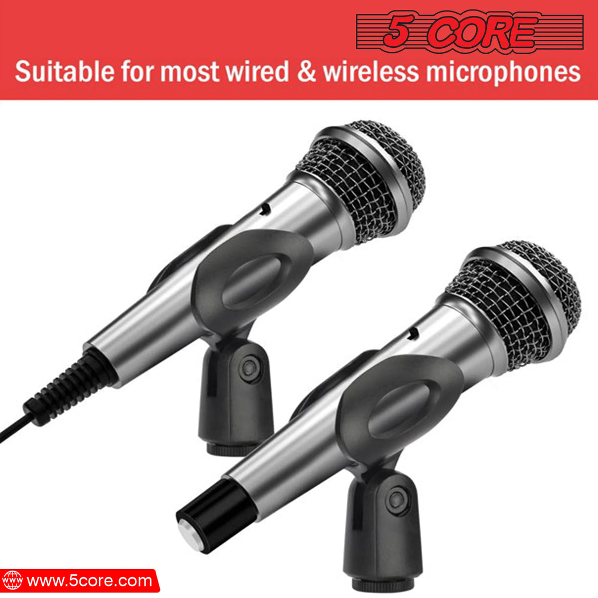 5 Core Mic Clips for Stands 4Pcs Microphone Clip Holder Universal Adjustable with 5/8" Male to 3/8" Female Screw - view 3