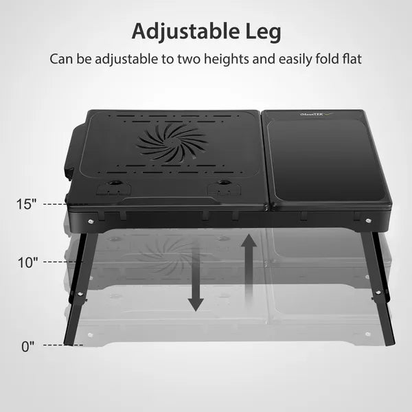 Foldable Laptop Table Bed Notebook Desk With Cooling Fan Mouse Board LED Light 4 XUSB Ports Breakfast Snacking Tray - view 4