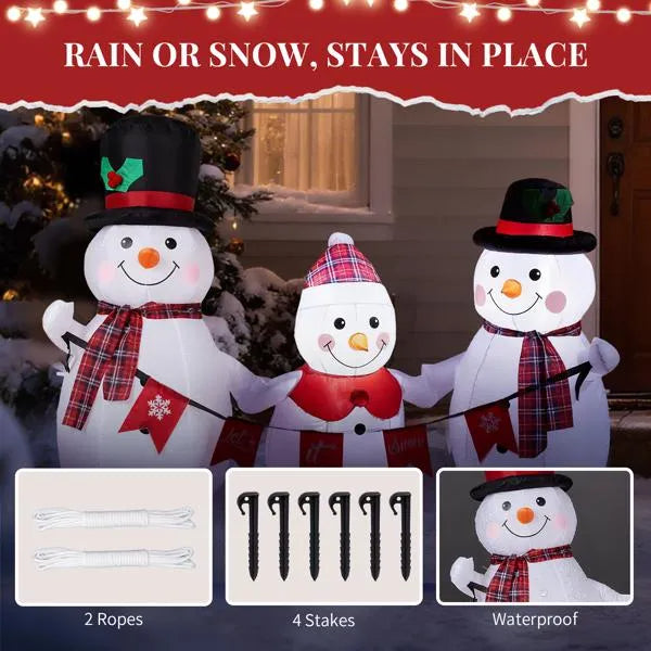 6.2FT Lighted Christmas Inflatable Decoration, Inflatable Snowman Family With Bunting - view 7