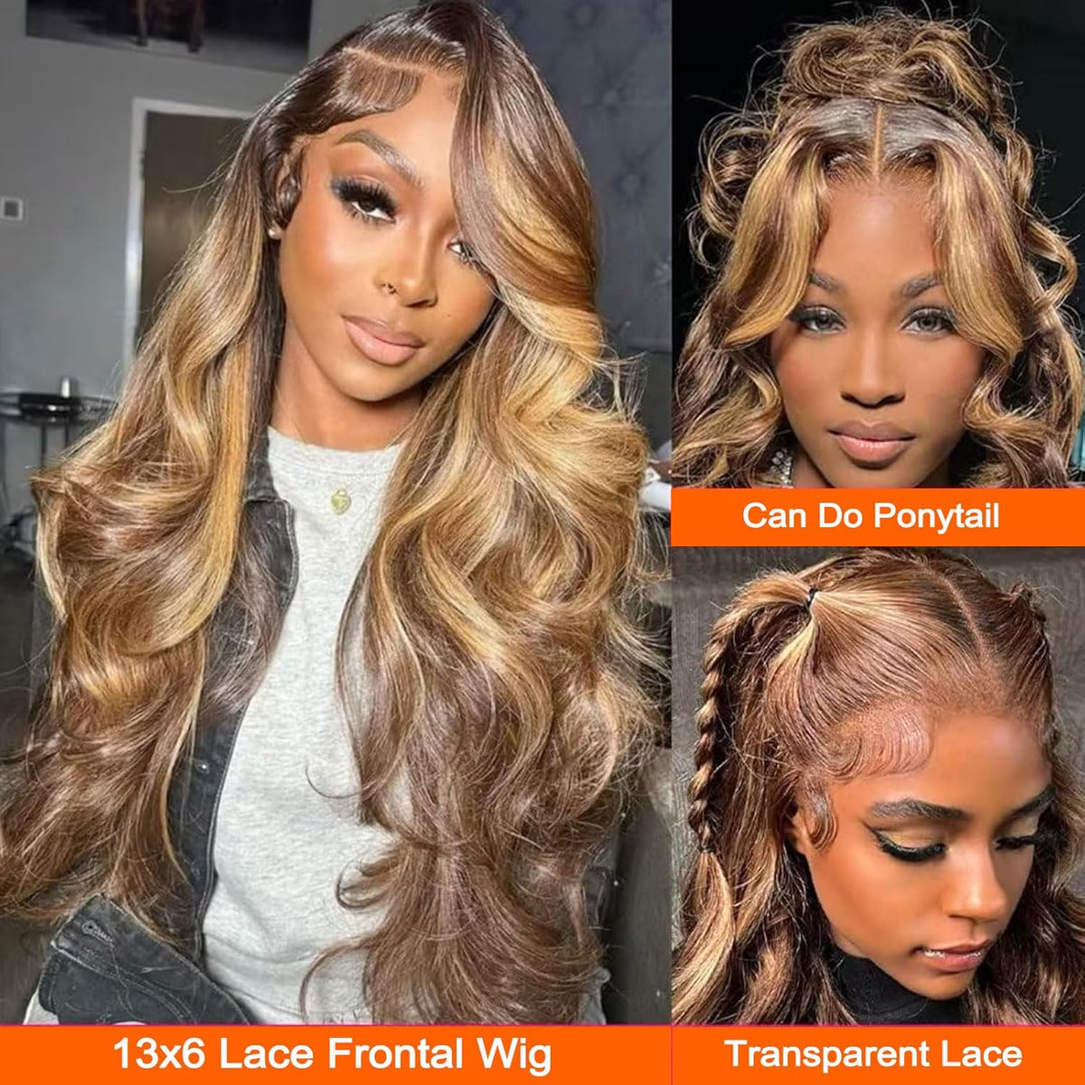 13x6 Lace Front Human Hair Wig P4 27 Body Wave, Density - view 5