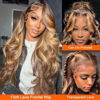 13x6 Lace Front Human Hair Wig P4 27 Body Wave, Density - view 5