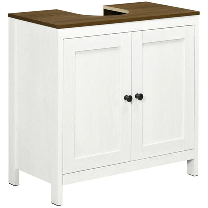 Pedestal Sink Storage Cabinet, Under Sink Cabinet with Double Doors, Antique White, Walnut-AS - view 2
