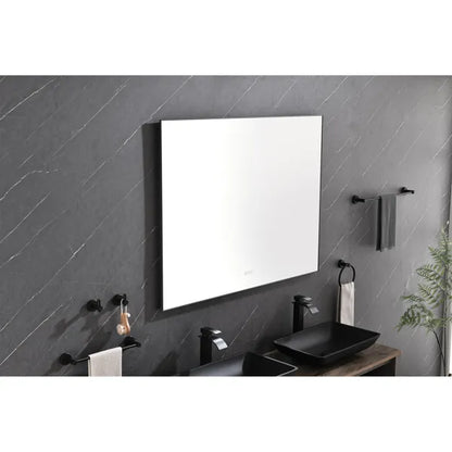 48x36 Inch LED Backlit Bathroom Mirror with Metal Frame, Wall Mounted Vanity Mirror with Smart Touch Button, Anti-Fog - view 2