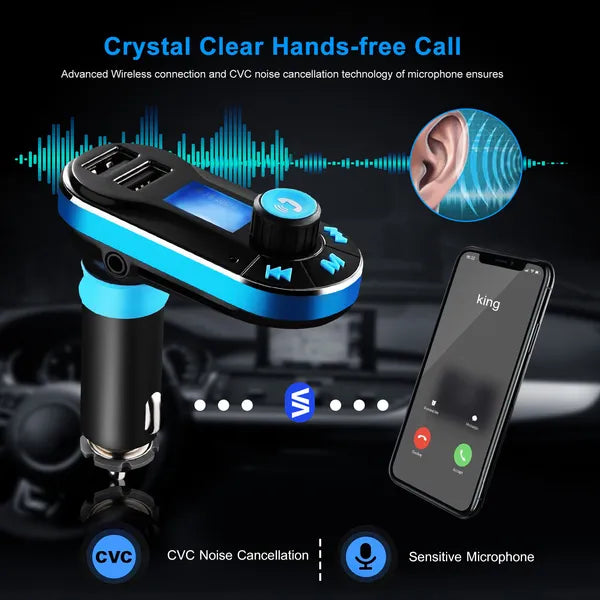 Car Wireless FM Transmitter Dual USB Charger Hands-free Call MP3 Player Aux-in LED Display Remote Controller - view 2