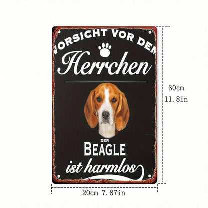 Vintage German Beagle Warning 2D Flat Metal Sign" 8x12 Inch Retro Iron Wall Art Beware - view 6