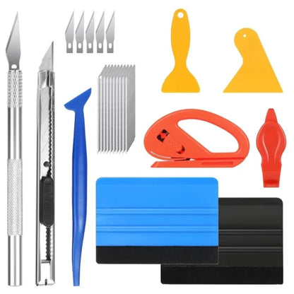 Pro Applicator Tool Kit Window Tint Film Car Wrapping Tools Includes Felt Squeegees, Plastic Scraper