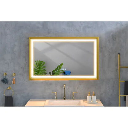 42x24 Inch LED Frontlit Bathroom Mirror with Metal Frame, Wall Mounted Vanity Mirror with Smart Touch Button, Anti-Fog - view 10