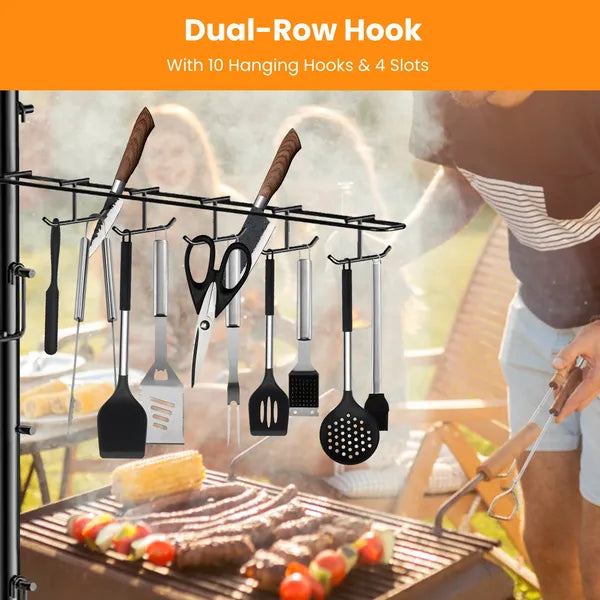 Griddle Caddy With Paper Towel Holder Hook Baskets BBQ Accessories Storage Rack Vertical Standing BBQ Organizer Grill - view 2