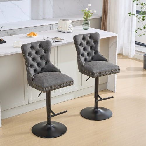 Aged And Retro PU Swivel Barstools Adjusatble Seat Height From 26-33 Inch