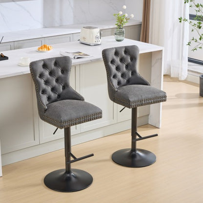 Aged And Retro PU Swivel Barstools Adjusatble Seat Height From 26-33 Inch