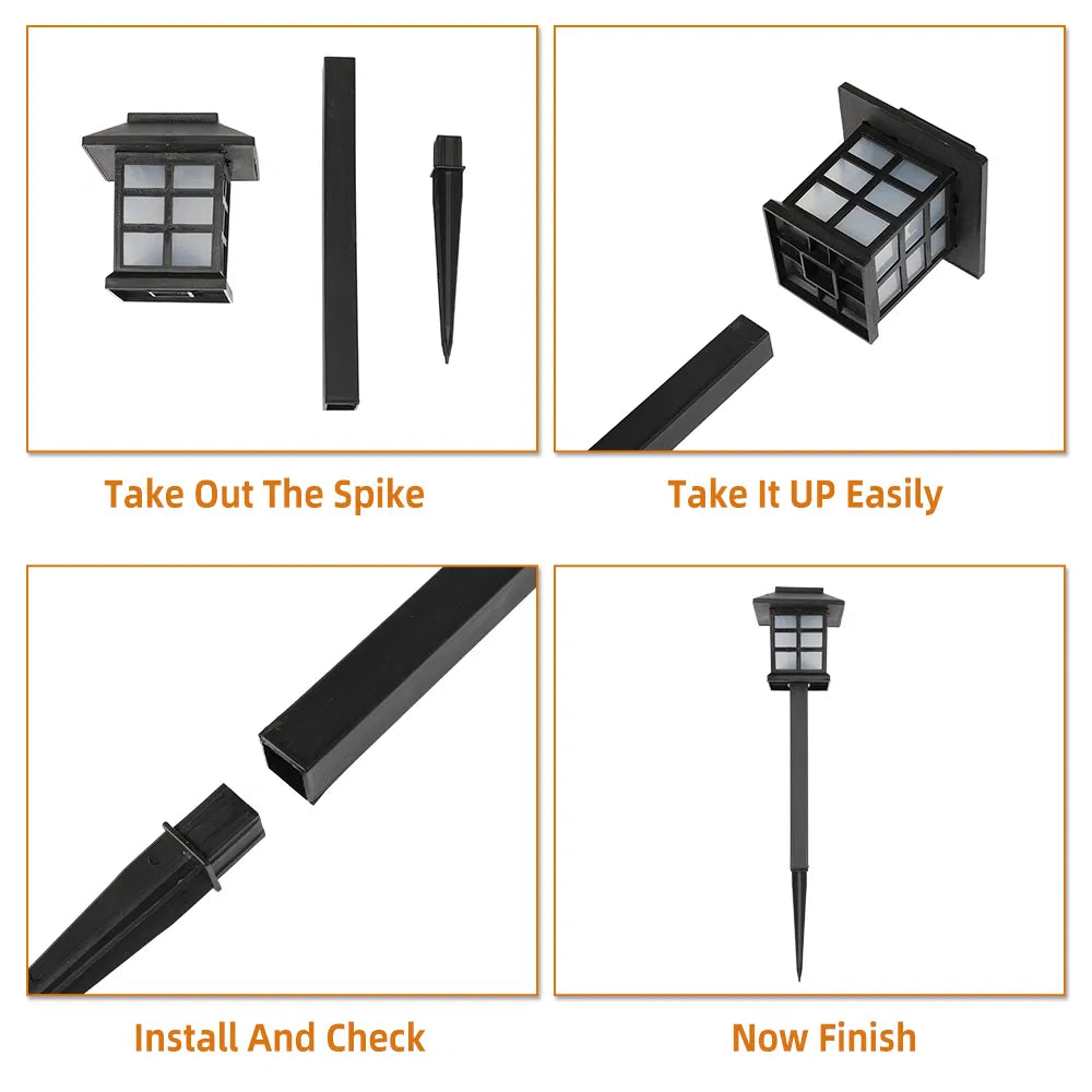 Free shipping 6pcs White LED Solar Lantern Torch Light Garden Landscape Lighting YJ - view 2