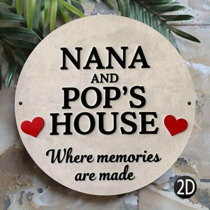 Grandma Nana & Grandpa Papus Vintage Circular Sign 7.8x7.8 Inch 2D Flat Print Retro Humor Funny Wall Decor Vintage Art - view 5