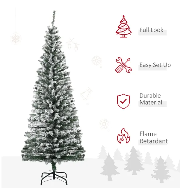 HOMCOM 6ft Artificial Snow Flocked Christmas Tree With Foldable Steel Stand Home Indoor Decoration Green - view 5