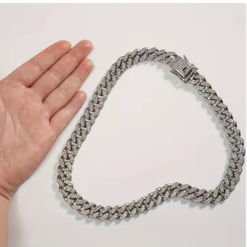 US LOCAL STOCK Hiphoppet Beautiful Hot Sale Luxury Alloy Dog Chain Sparkling Diamond Secure Metal Chain Choker For Dogs